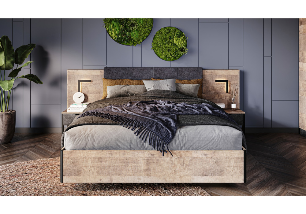 Модульная спальня Стокгольм (Дуб гранж песочный/железный камень) фабрика Империал 