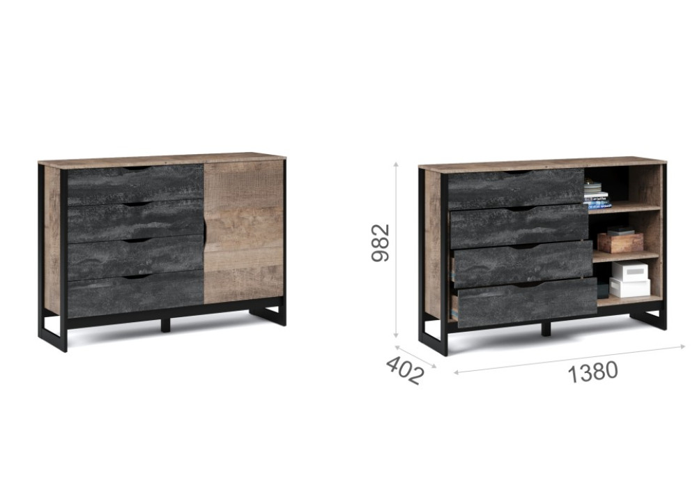 Модульная спальня Стокгольм (Дуб гранж песочный/железный камень) фабрика Империал 