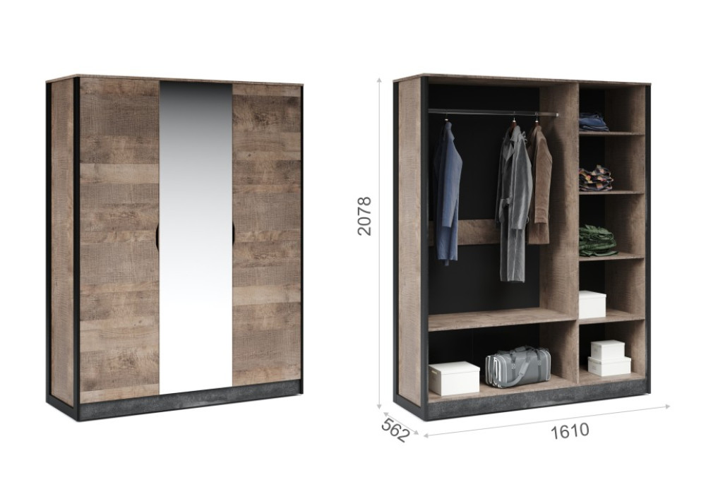 Модульная спальня Стокгольм (Дуб гранж песочный/железный камень) фабрика Империал 