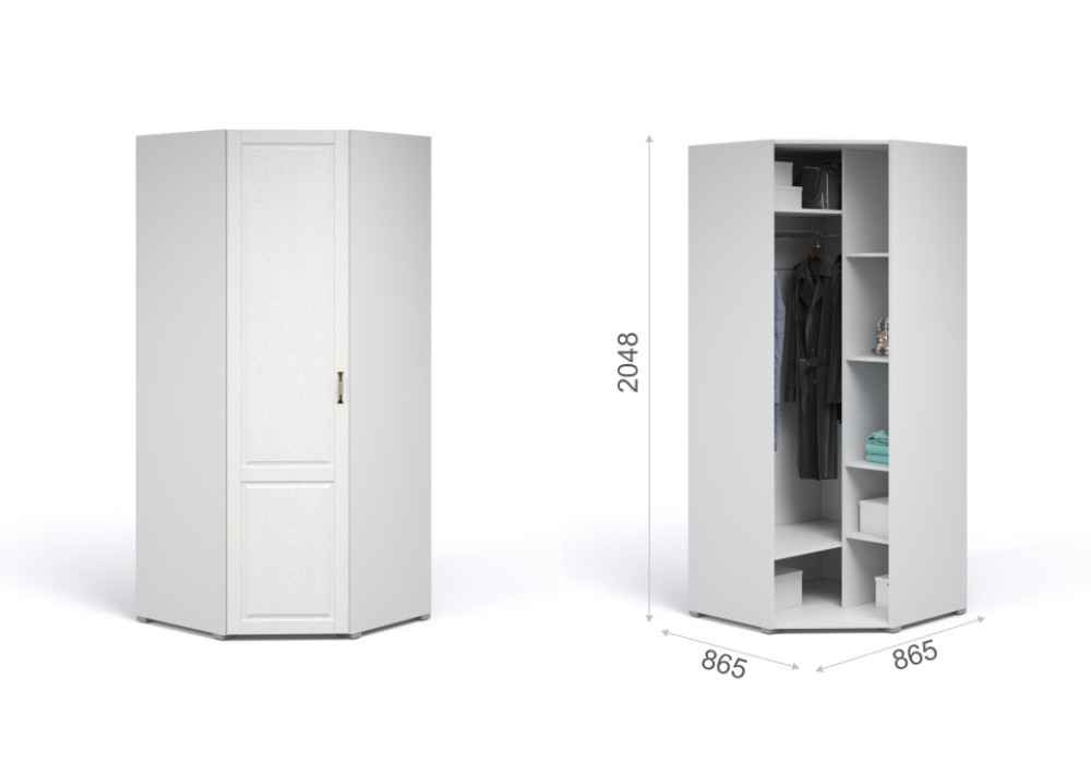 Угловой шкаф Лацио (Белый/белое дерево)  фабрика Империал 