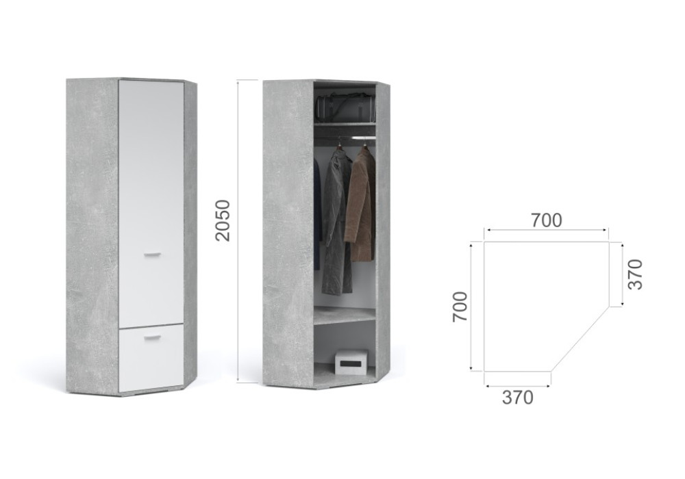 Угловой шкаф Виола  (Ателье светлый/белый)  фабрика Империал 