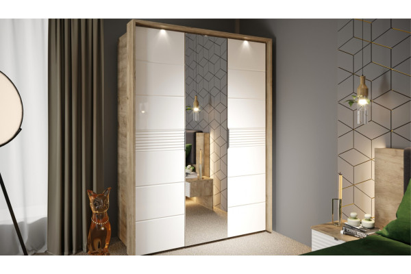 Шкаф Джулия 3дв (ДЗД) с порталом   (Крафт серый/белый глянец) фабрика Империал 