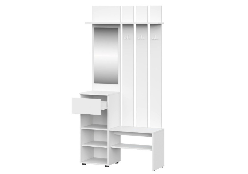 Вешалка с зеркалом NN-Мебель Токио (белый текстурный) 