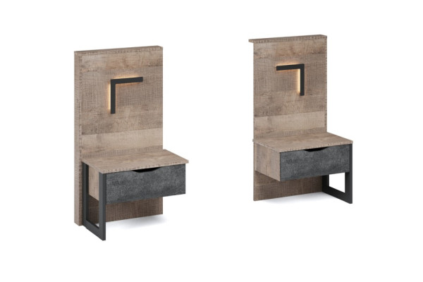 Тумба Стокгольм ЛВ/ПР (2шт) (Дуб гранж песочный/железный камень)  фабрика Империал 