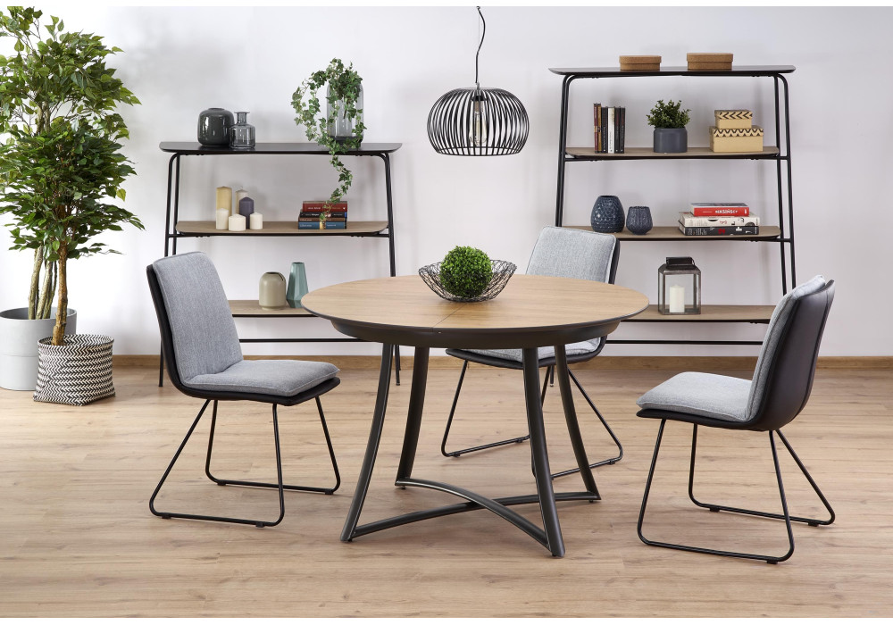 Стол обеденный HALMAR MORETTI раскладной, дуб натуральный/черный, 118-148/118/76