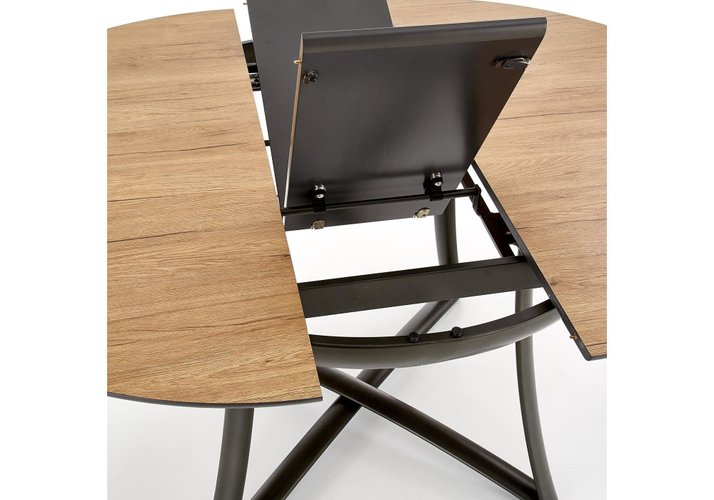 Стол обеденный HALMAR MORETTI раскладной, дуб натуральный/черный, 118-148/118/76