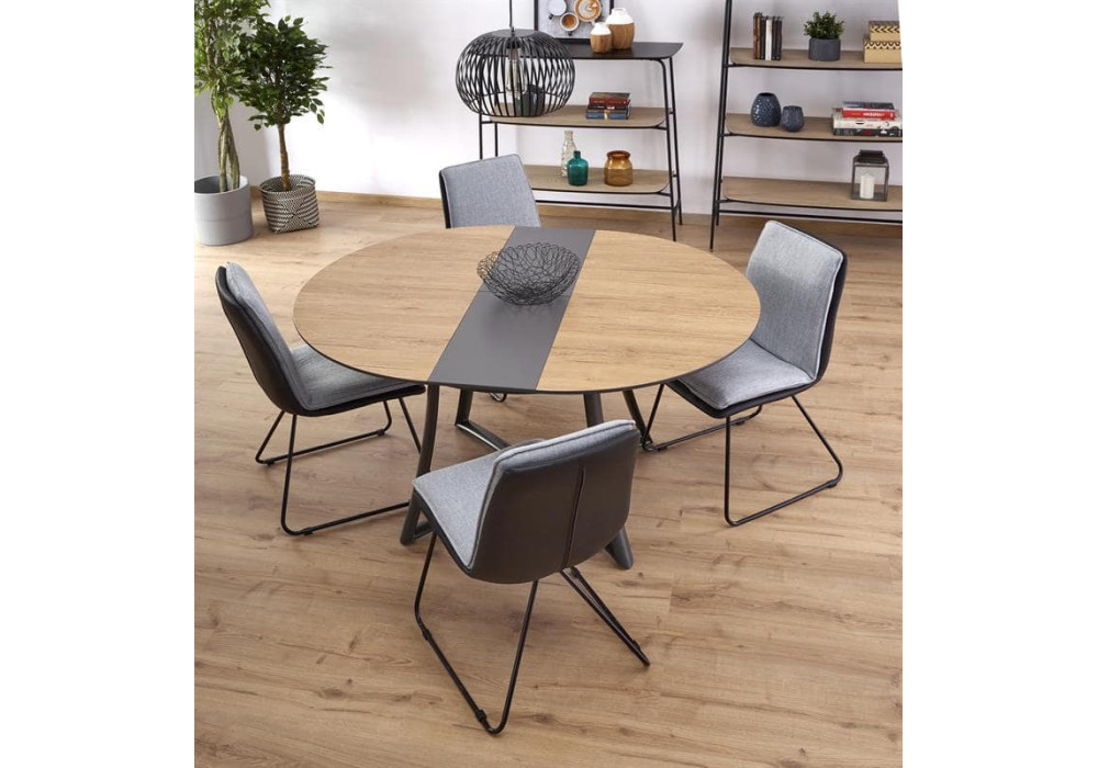 Стол обеденный HALMAR MORETTI раскладной, дуб натуральный/черный, 118-148/118/76