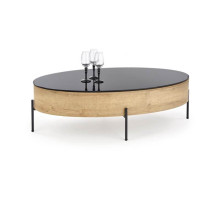 Стол журнальный HALMAR ZENGA черный/дуб золотой, 120/60/37