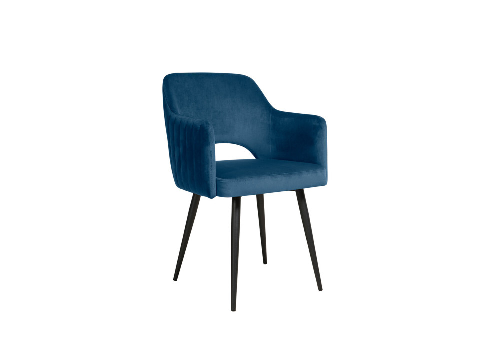 Стул "БЕРТА" (ВЕЛЮР ТЕНЕРИФЕ ОКЕАН / ЦВЕТ (МЕТАЛЛ): ЧЕРНЫЙ) Олмеко