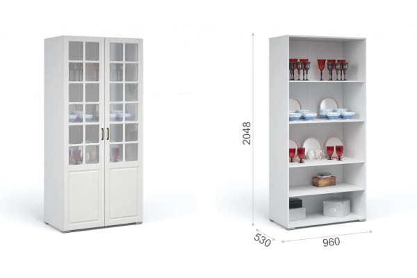 Витрина 2 дв. "Лацио" (Белый/белое дерево) фабрика Империал 