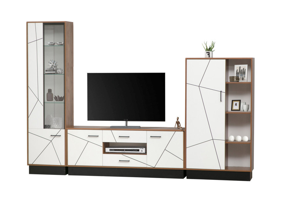 Модульная гостиная Гамма (таксония/черный/ПВХ белый)  фабрика Олмеко 