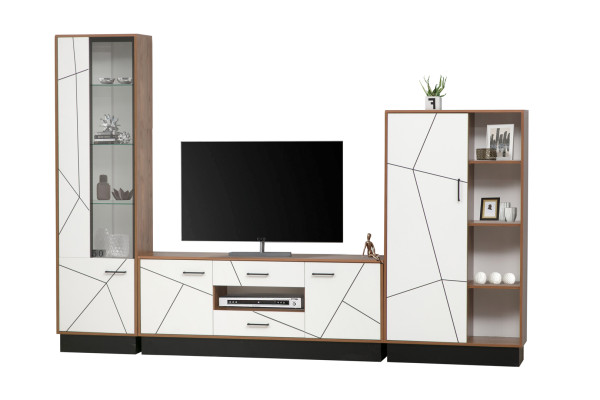 Модульная гостиная Гамма (таксония/черный/ПВХ белый)  фабрика Олмеко 