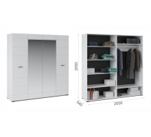 Распашной шкаф для спальни  Йорк 4дв  (белый/белый глянец)  фабрика Империал 