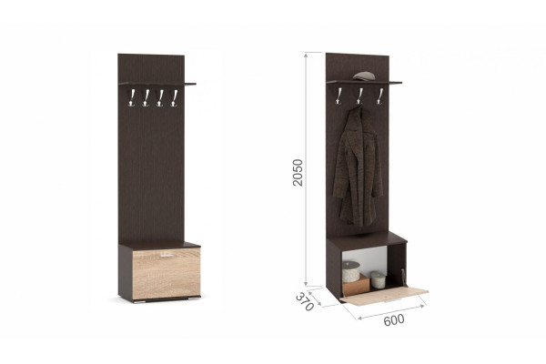 Вешалка Виола  (венге/дуб сонома)  фабрика Империал 