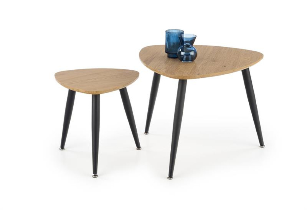 Комплект HALMAR NICEA 2 (2 стола журнальных) дуб золотой/черный, 40/40/41 и 60/60/49