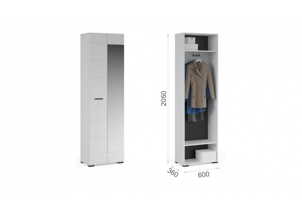 Угловой шкаф в прихожую Йорк  (белый/белый глянец)  фабрика Империал 