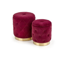 Комплект HALMAR POLLY (2 пуфа) бордовый/золотой