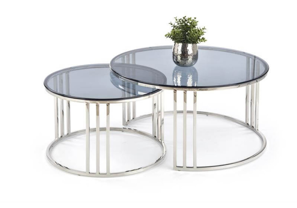 Комплект HALMAR MERCURY (2 стола журнальных) дымчатый, 80/45 и 60/38