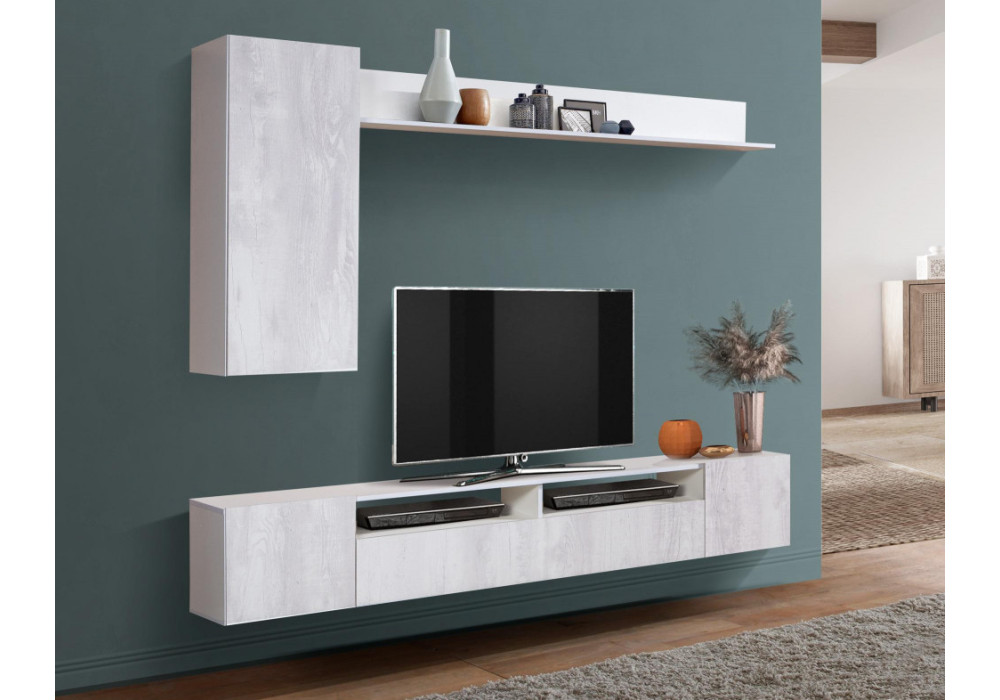 Стенка Прага-2 (белый/бетон пайн белый)  фабрика Олмеко 