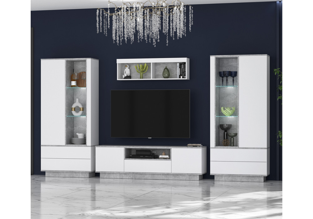 Гостиная Quartz 3 (Белый платинум / Бетон)  фабрика Интерлиния  