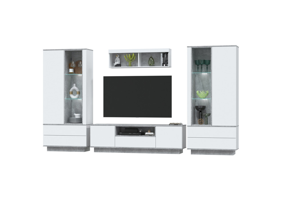 Гостиная Quartz 3 (Белый платинум / Бетон)  фабрика Интерлиния  