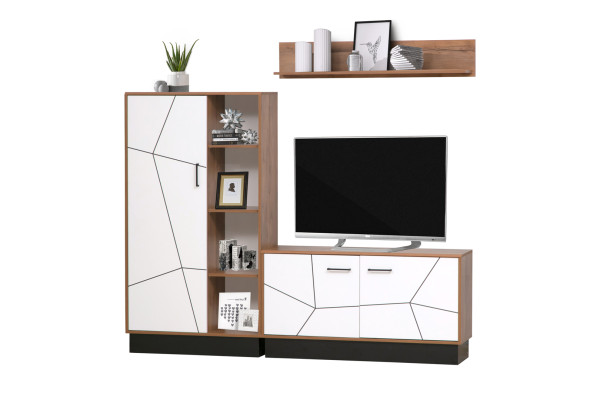 Модульная гостиная Гамма (таксония/черный/ПВХ белый)  фабрика Олмеко  Вар.3