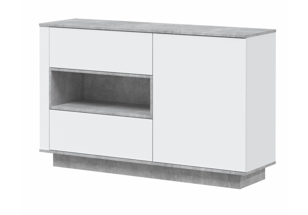 Тумба Quartz QZ-Т1Д2Ш (Белый платинум / Бетон)  фабрика Интерлиния  
