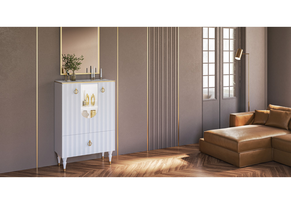 Шкаф комбинированный МН-043-01 МС ЛОРЕНСО (Белый натуральный/Белый) Мебель-Неман