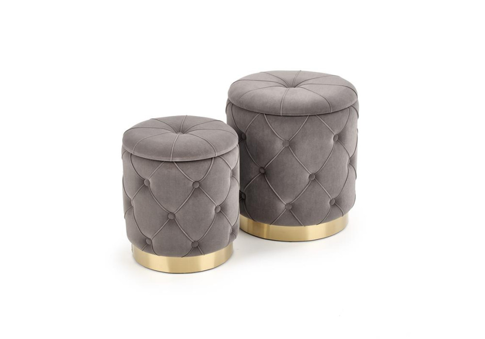 Комплект HALMAR POLLY (2 пуфа) серый/золотой