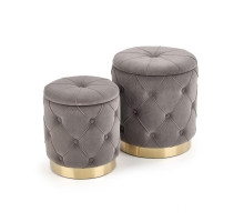 Комплект HALMAR POLLY (2 пуфа) серый/золотой