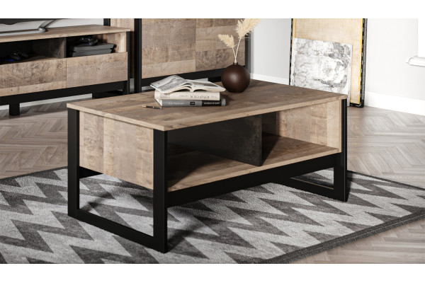 Стол журнальный Стокгольм (Дуб гранж песочный/железный камень) фабрика Империал 