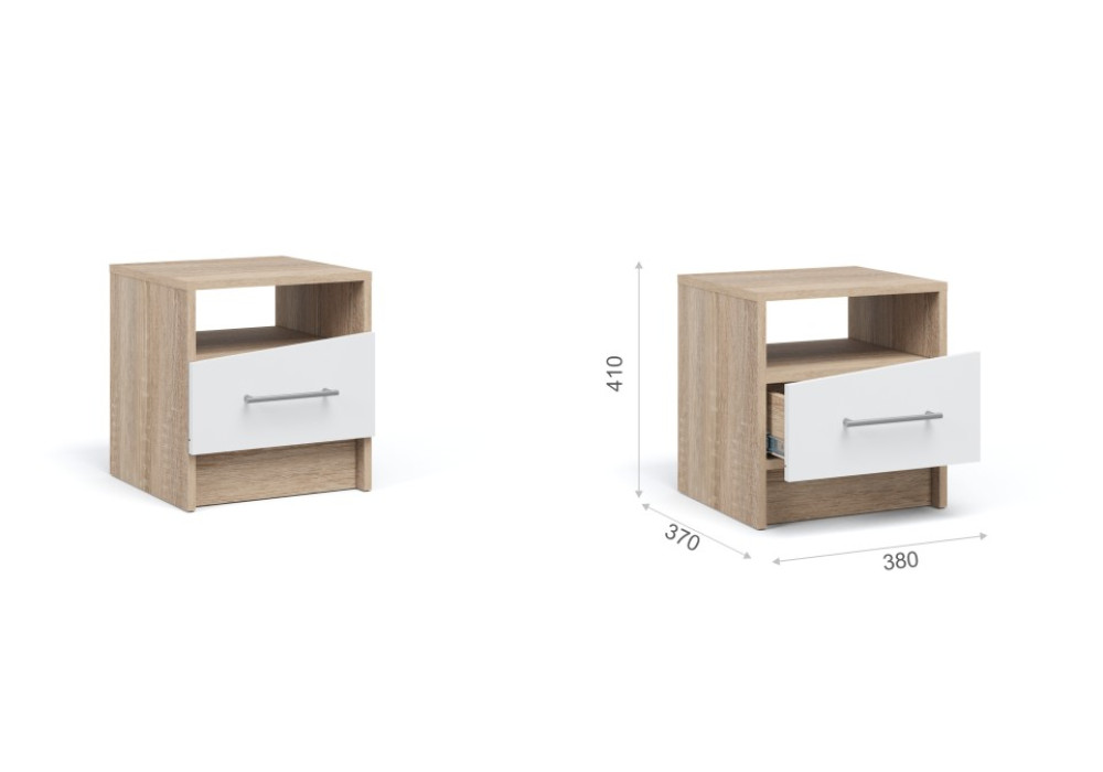 Прикроватные тумбы (2 шт) Антария  (Дуб сонома/белый)  фабрика Империал 