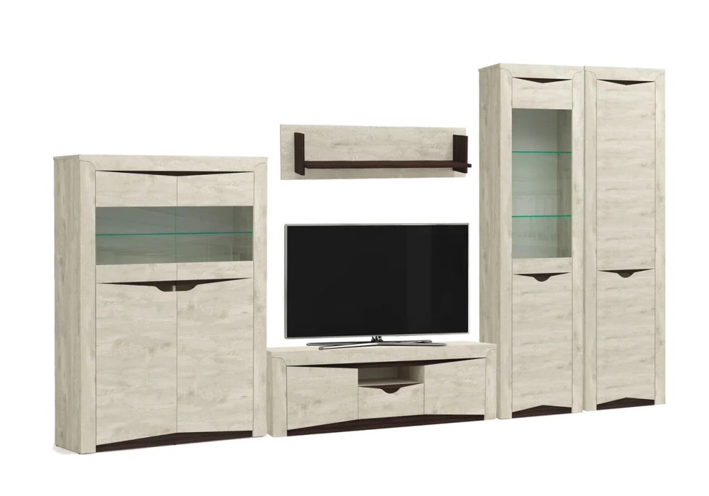 Модульная гостиная "Лючия" (бетон пайн белый/венге)  фабрика Олмеко 