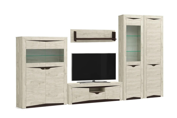 Модульная гостиная "Лючия" (бетон пайн белый/венге)  фабрика Олмеко 