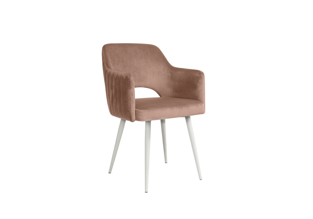 Стул "БЕРТА" (ВЕЛЮР ТЕНЕРИФЕ КОРИЦА / ЦВЕТ (МЕТАЛЛ): БЕЛЫЙ) Олмеко
