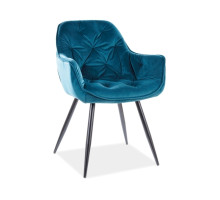 Стул SIGNAL CHERRY VELVET BLUVEL 85 бирюзовый/черный
