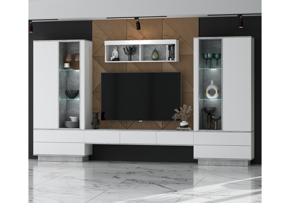 Гостиная Quartz 9 (Белый платинум / Бетон)  фабрика Интерлиния  