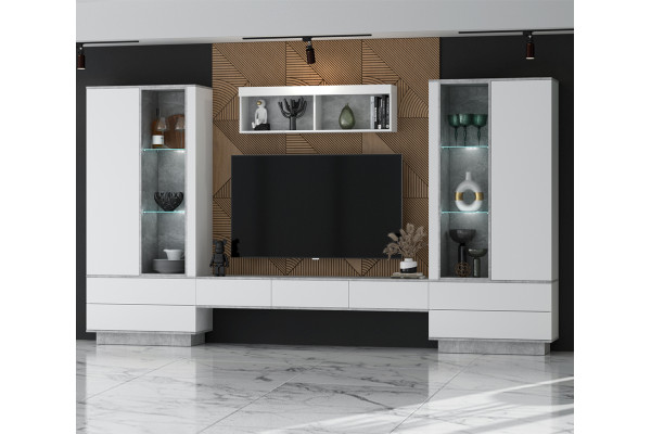 Гостиная Quartz 9 (Белый платинум / Бетон)  фабрика Интерлиния  