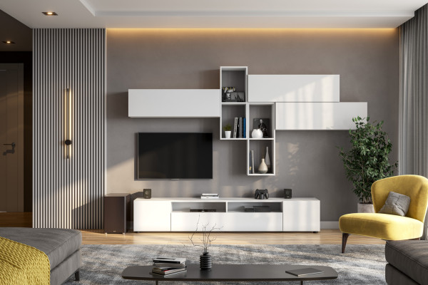 Гостиная Токио NN-МЕБЕЛЬ (Белый текстурный)  Вар.2