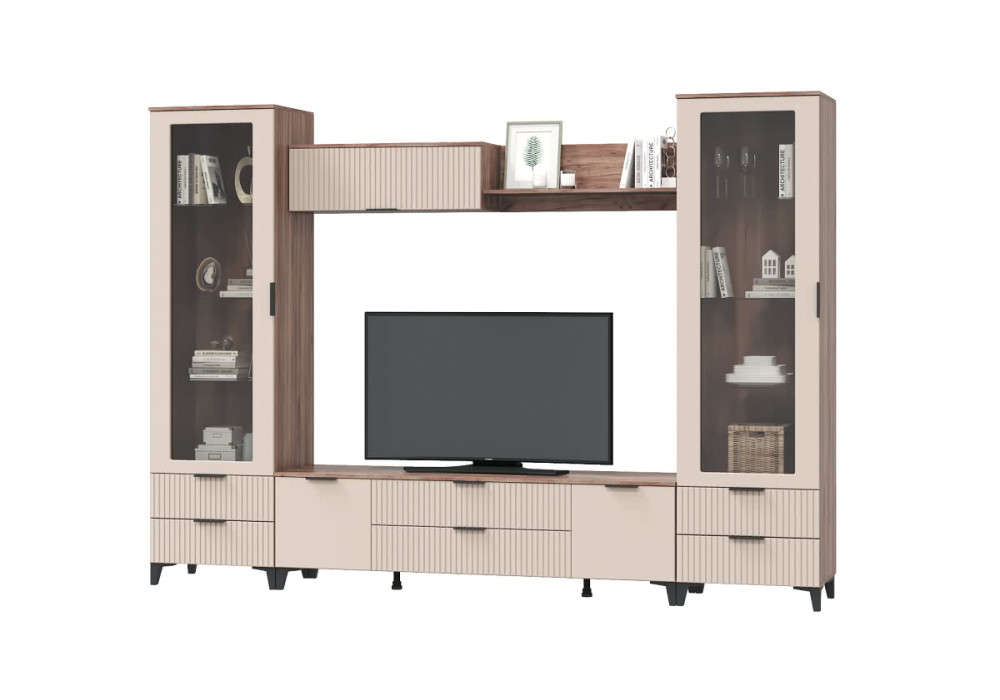 Модульная гостиная Тоскана Вар-3 (Дуб Табачный/Бисквит)  фабрика МЛК