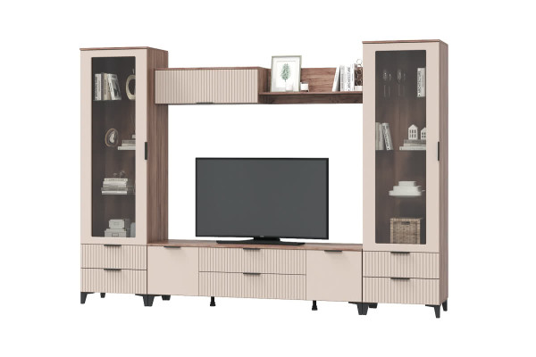 Модульная гостиная Тоскана Вар-3 (Дуб Табачный/Бисквит)  фабрика МЛК