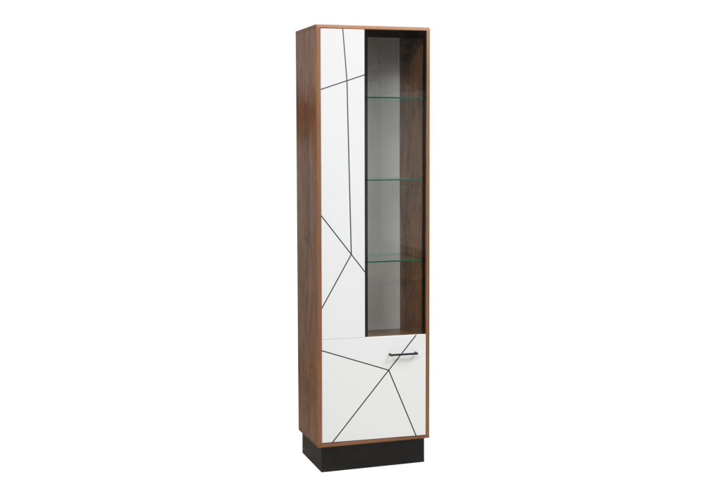 Шкаф-пенал 54.01-01 Гамма (левый) (таксония / черный / ПВХ белый) Фабрика Олмеко