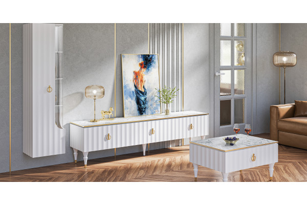 Гостиная МС ЛОРЕНСО-2 (Белый натуральный/Белый) Мебель-Неман