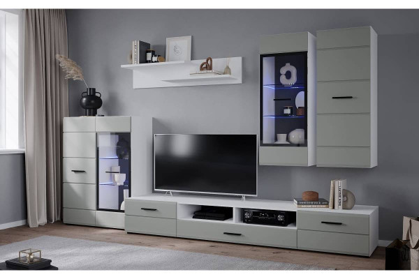 Гостиная Neo - 2  (Белый платинум/Пепел софт)  фабрика Интерлиния  