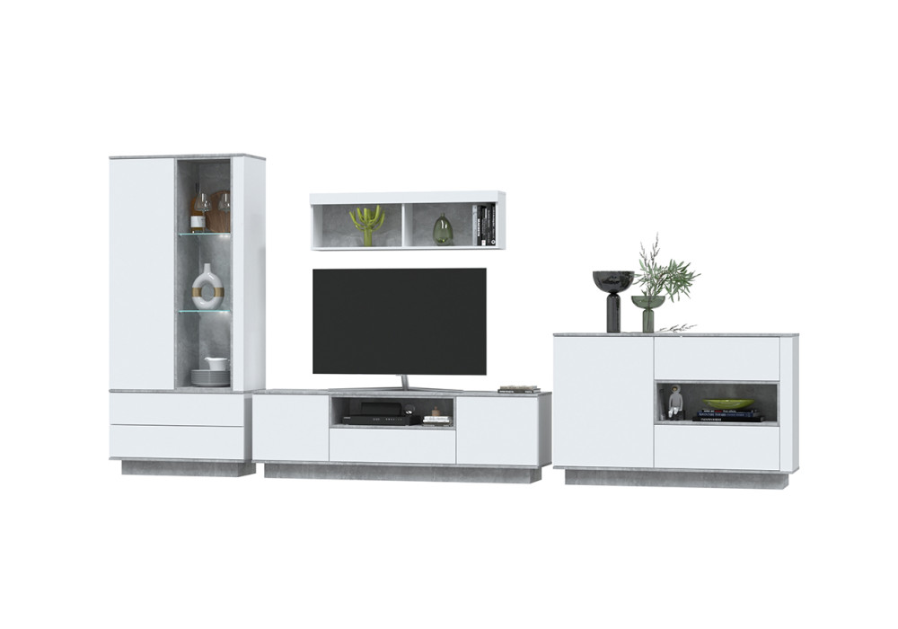 Гостиная Quartz 2 (Белый платинум / Бетон)  фабрика Интерлиния  