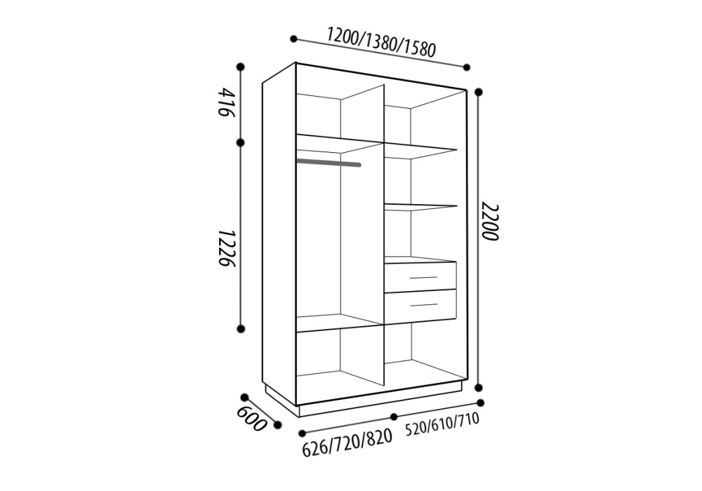 Шкаф-купе «ПРЕСТИЖ» 120 VSG.13