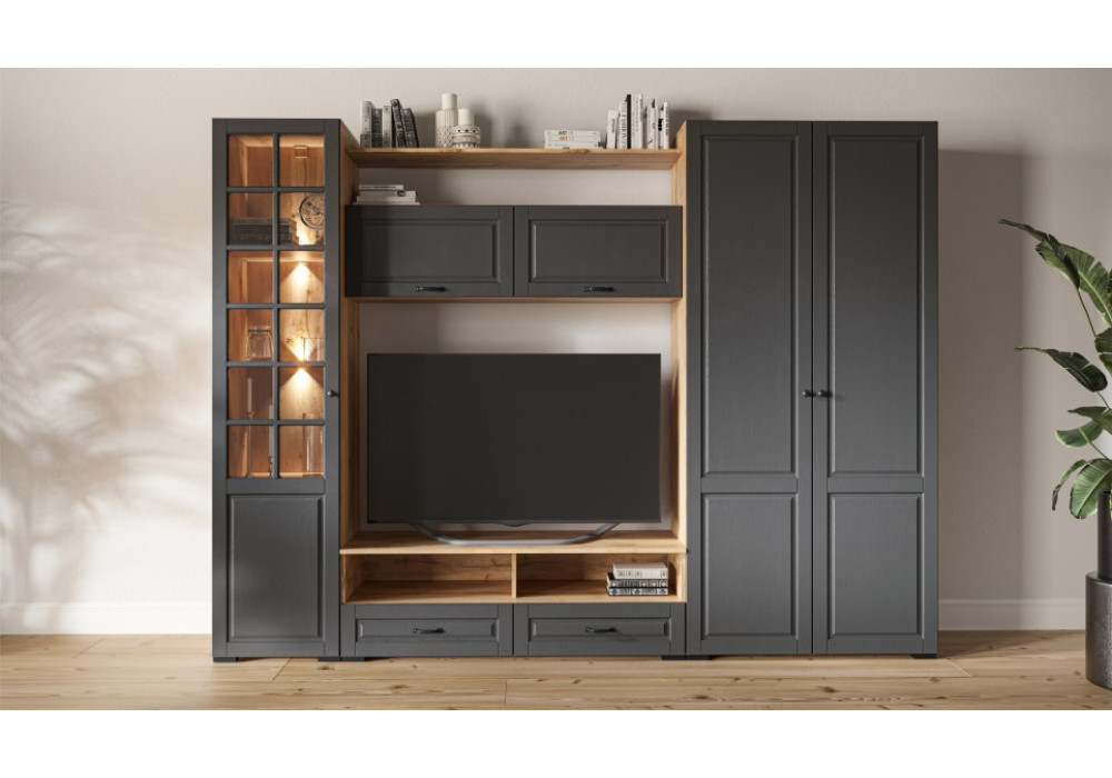  Гостиная  Лацио Сканди 2,74м со шкафом (Вотан/сканди графит) фабрика Империал 