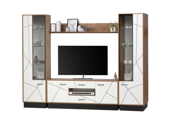 Модульная гостиная Гамма (таксония/черный/ПВХ белый)  фабрика Олмеко  Вар.2