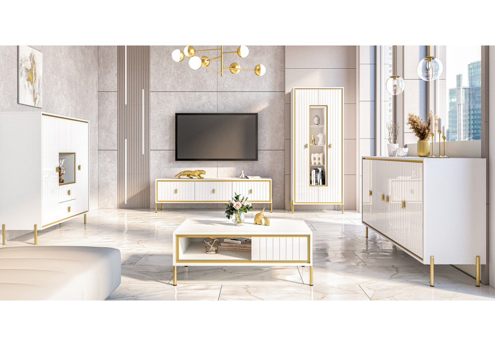 Гостиная МС ЛЮКСОР (Белый глянец/белый) Мебель-Неман