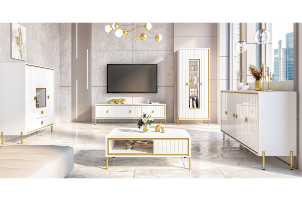 Гостиная МС ЛЮКСОР (Белый глянец/белый) Мебель-Неман